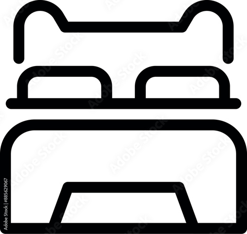Double bed with pillows and blanket covering it line icon, furniture for bedroom concept