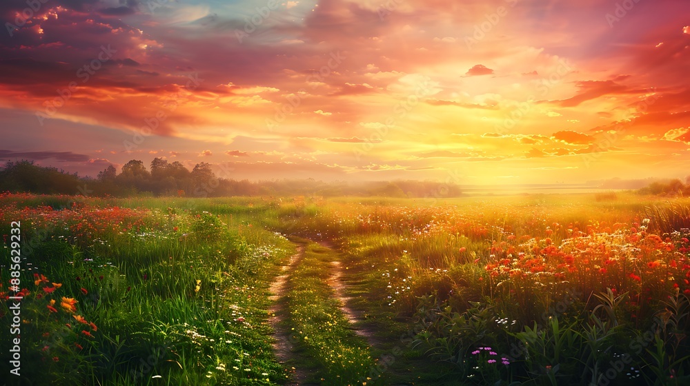 Obraz premium Beautiful Blue Skies with Nature, Moon ,Cloud ,Beach scenery, Tree, night -Anime concept Background