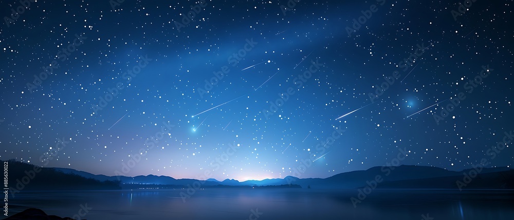 Beautiful Blue Skies with Nature, Moon ,Cloud ,Beach scenery, Tree, night -Anime concept Background Beautiful Blue Skies with Nature, Moon ,Cloud ,Beach scenery, Tree, night -Anime concept Background