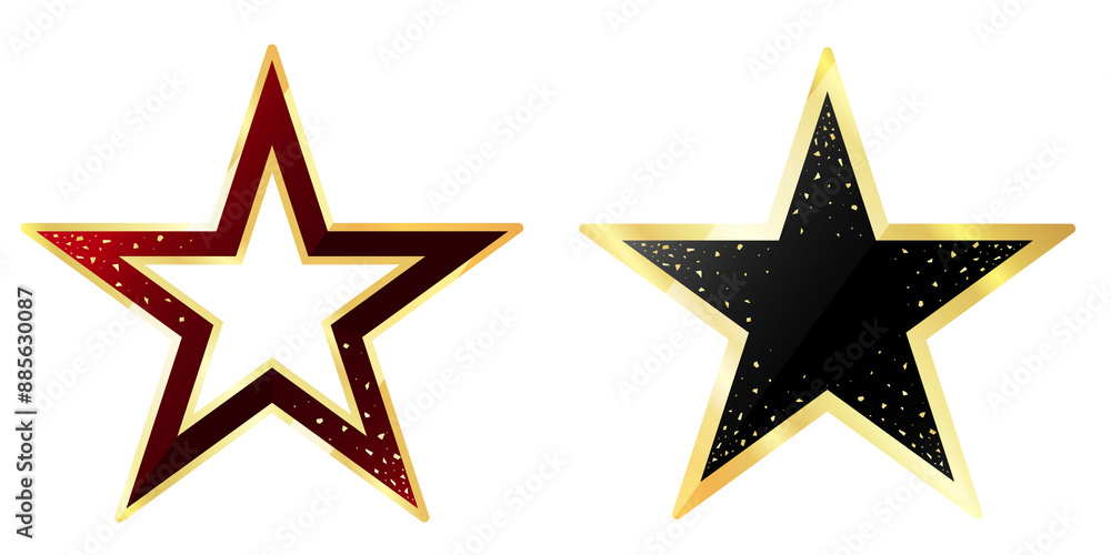 Obraz premium Golden Star with Red, Golden Star with Black, Isolated, Decoration