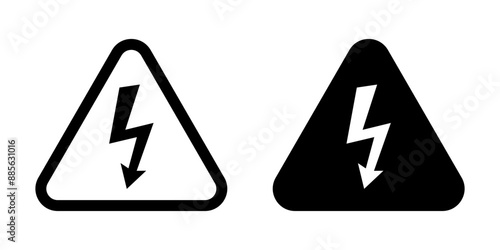 High voltage icon. Warning electricity symbol. Alert, hazard and danger, caution electrical icon. Triangle with lightning sign.