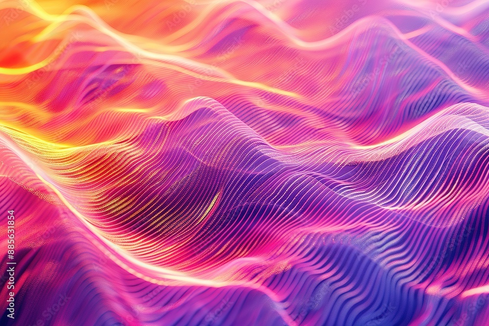 Obraz premium Abstract background with a glowing wavy pattern, 3d render, Ai Generated