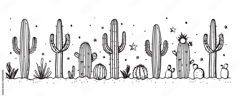 Cactus hand drawn set Cactus hand drawn set