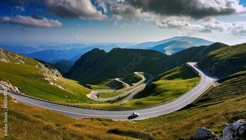 romania transbucegi from the bucegi mountains the road that crosses the bucegi plateau at an altitude of 2000 meters photo