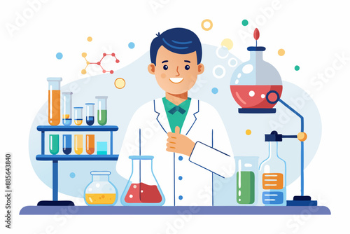 Doctors Research Medicine, Medicine research concept, doctors study medicine, Flat vector illustration. Medical laboratories make pharmaceutical test by chemistry science.