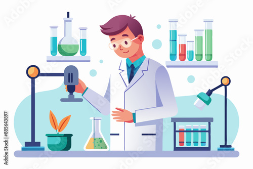 Doctors Research Medicine, Medicine research concept, doctors study medicine, Flat vector illustration. Medical laboratories make pharmaceutical test by chemistry science.