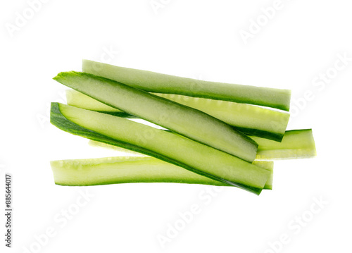 Photography Cucumber cut isolated, cucumber slices macro, green vegetable cuts for salad iso