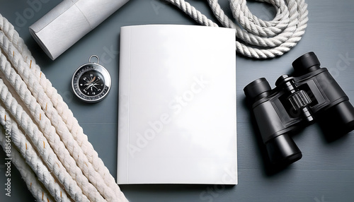 Mock-up of a white magazine cover. Maritime. Ocean. Sea. Sailing.