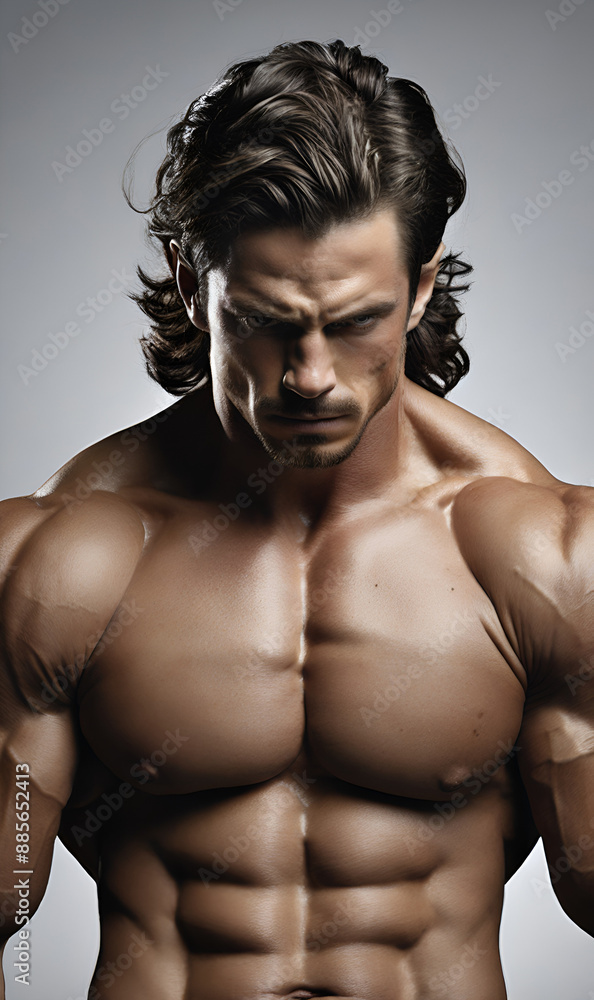 Obraz premium athletic man shows off his muscles