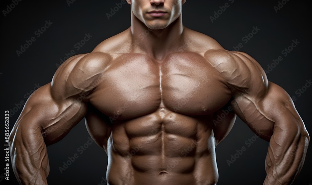 Fototapeta premium athletic man shows off his muscles