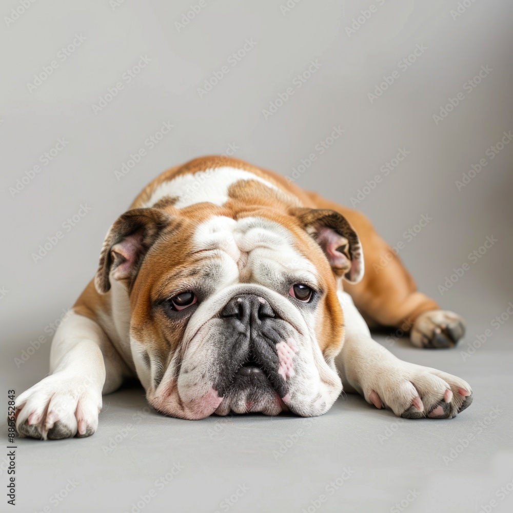 Bulldog Paws. Lovely English Bulldog Lying Happily with Adorable Paws Hanging Bulldog Paws. Lovely English Bulldog Lying Happily with Adorable Paws Hanging