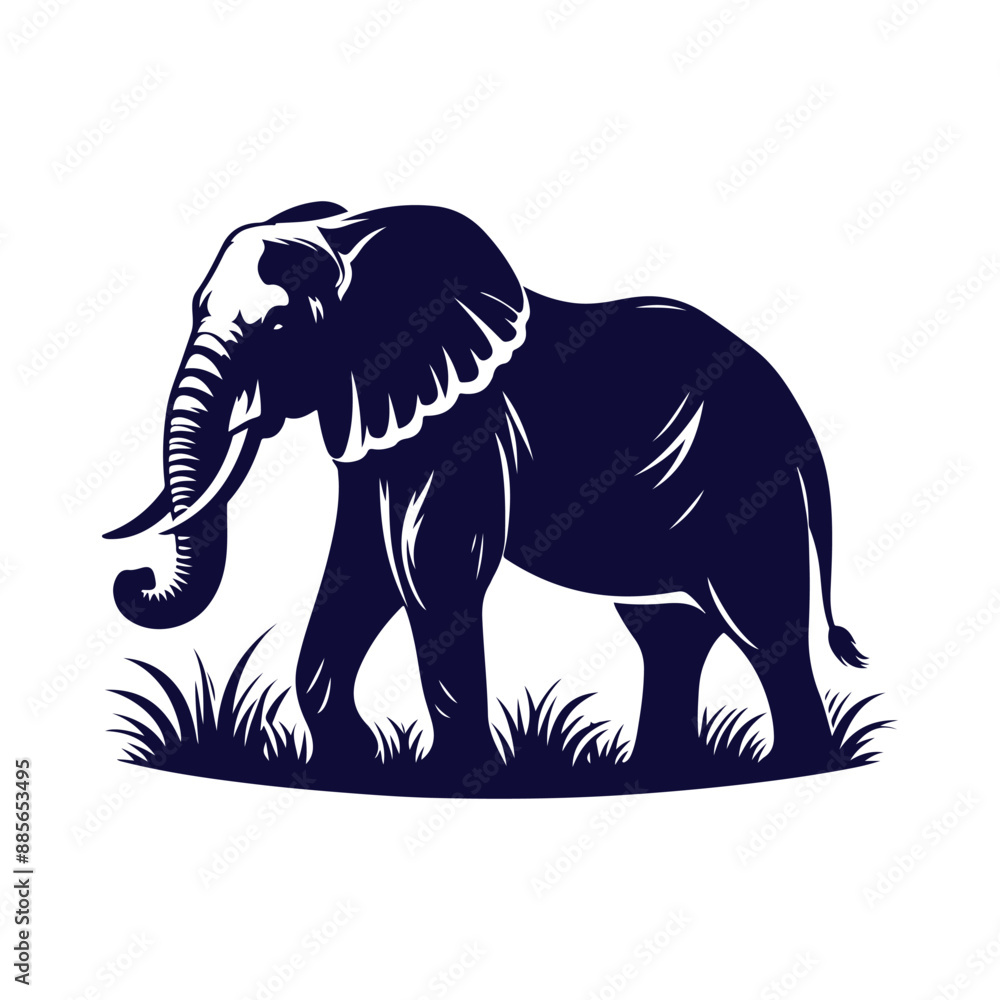 Fototapeta premium Elephant silhouettes Clip art isolated vector illustration on a white background