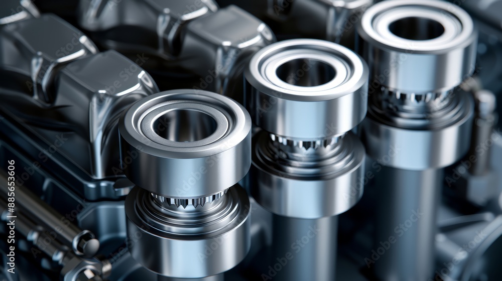 High-res close-up of engine cylinder pistons High-res close-up of engine cylinder pistons