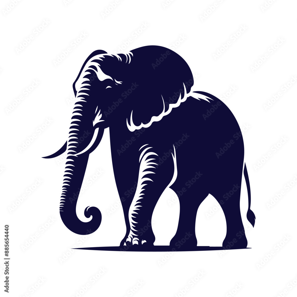 Obraz premium Elephant silhouettes Clip art isolated vector illustration on a white background