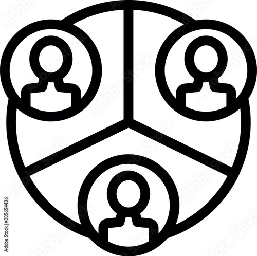 Simple icon representing teamwork and collaboration with three people