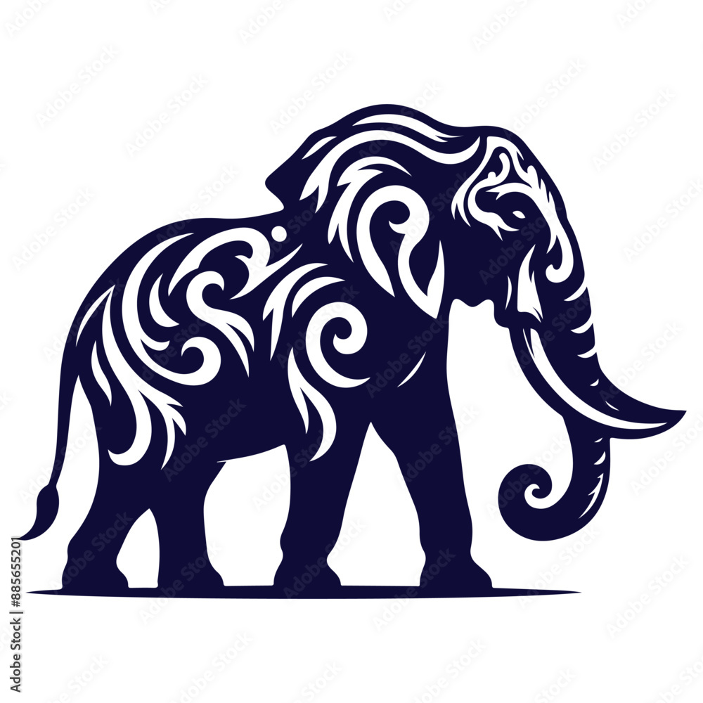 Fototapeta premium Elephant silhouettes Clip art isolated vector illustration on a white background
