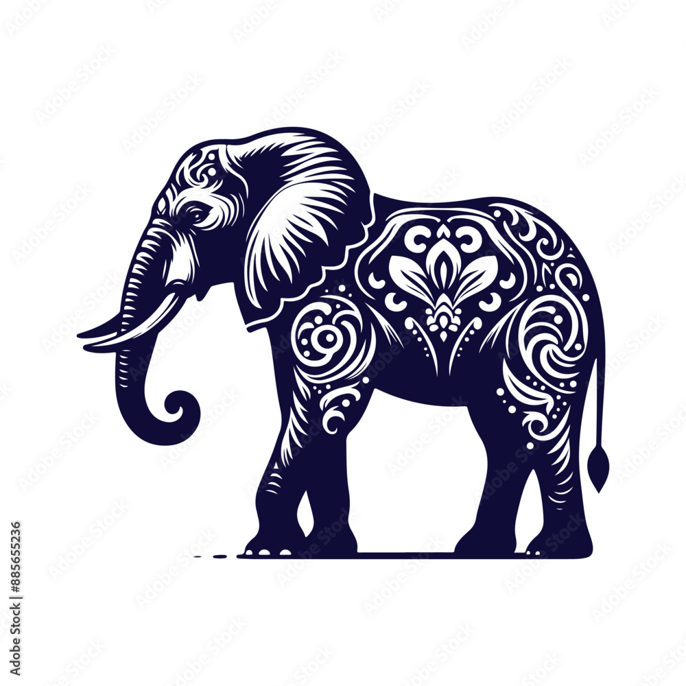 Obraz premium Elephant silhouettes Clip art isolated vector illustration on a white background