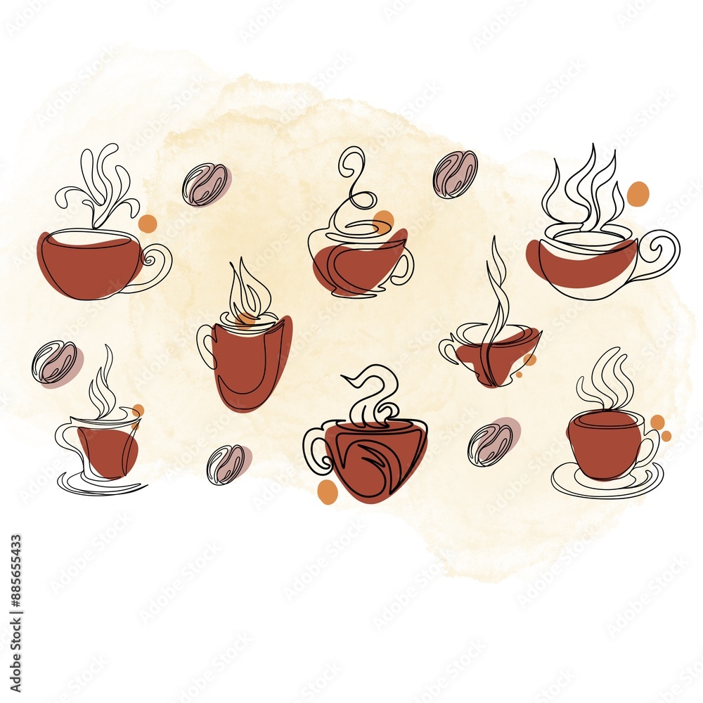 cup of coffee with coffee beans Line Art. Coffee Lovers Concept Line Art Style for Logos, Business Cards, Banners. cup of coffee with coffee beans Line Art. Coffee Lovers Concept Line Art Style for Logos, Business Cards, Banners.