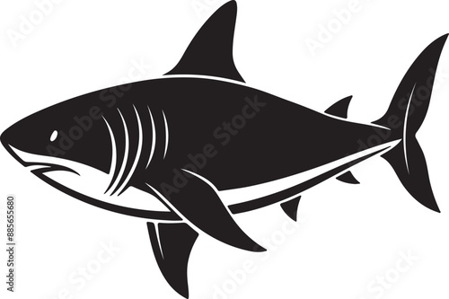 Bull shark vector silhouette art and illustration