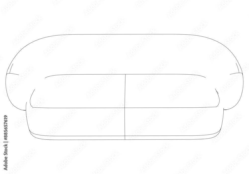 Sofa or Couch Line Icon. Minimalist Outline Design of Furniture for Living Room, Vector Illustration on White Background Sofa or Couch Line Icon. Minimalist Outline Design of Furniture for Living Room, Vector Illustration on White Background