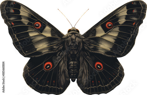 Swallowtail moth mahaon butterfly isolated on transparent background, png Monarch butterfly with wings