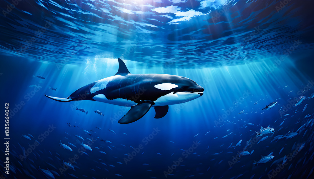 Fototapeta premium Killer whales in the blue Ocean