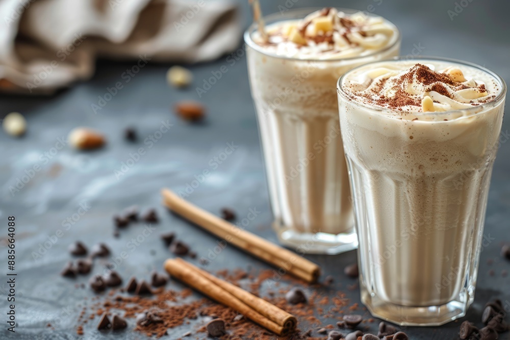 Vanilla Shake. Delicious and Creamy Milkshake on Table with Beautiful Background Vanilla Shake. Delicious and Creamy Milkshake on Table with Beautiful Background