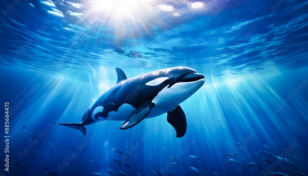 Fototapeta premium Killer whales in the blue Ocean