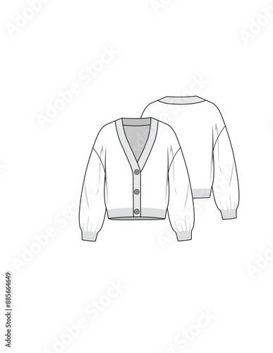 Cropped Cardigan Button Sweater