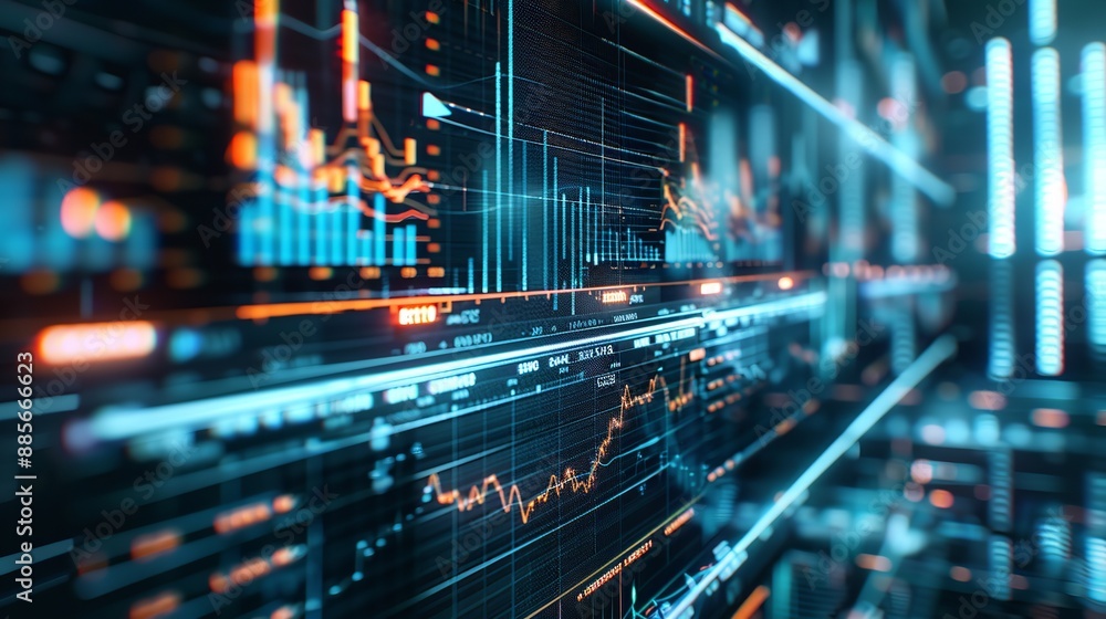 Fototapeta premium Perspective view of stock market growth big copy. Ai generative