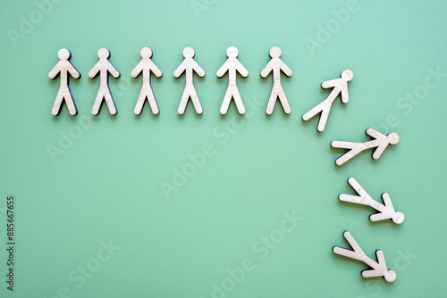 Photos Abstract line of falling figures as employee turnover.