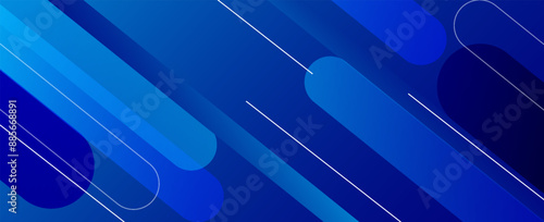 Abstract blue background with diagonal lines and round shape. Vector