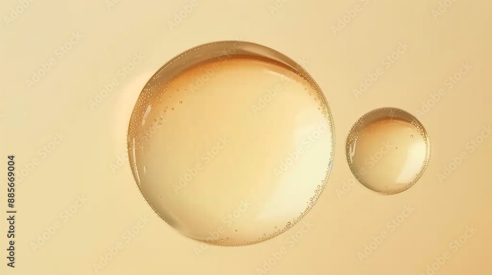 Two translucent bubbles floating on a light beige background. Two translucent bubbles floating on a light beige background.