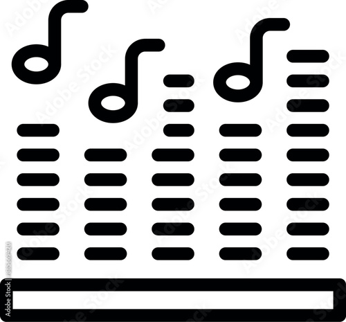Simple black line art icon representing sound frequency levels being adjusted on a mixing board