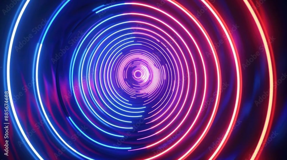 A stunning neon wave artwork depicting concentric circles of radiant, intersecting lines that evoke a sense of continuous, flowing energy. A stunning neon wave artwork depicting concentric circles of radiant, intersecting lines that evoke a sense of continuous, flowing energy.