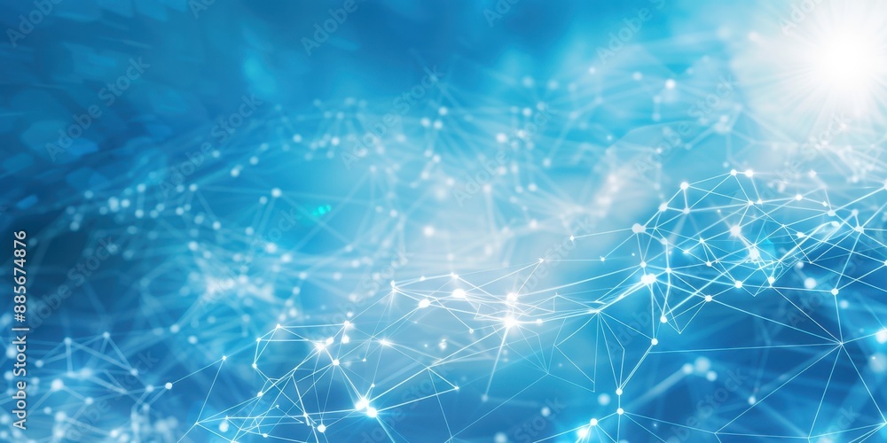 Abstract technology background with digital network and global connection, white on blue sky color Generative AI Abstract technology background with digital network and global connection, white on blue sky color Generative AI