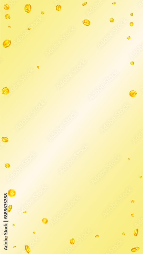 Bitcoin coins falling. Cryptocurrency scattered Bitcoin coins falling. Cryptocurrency scattered