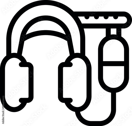 Audiologist headphones connected to a medical device, representing a hearing test and ear health