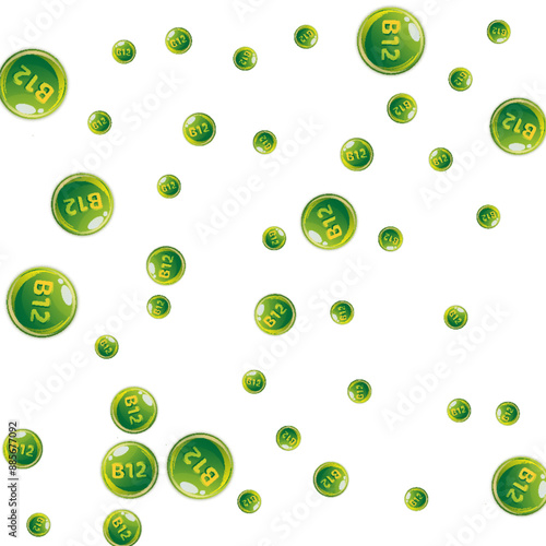 Vitamin B12 messy round pills.