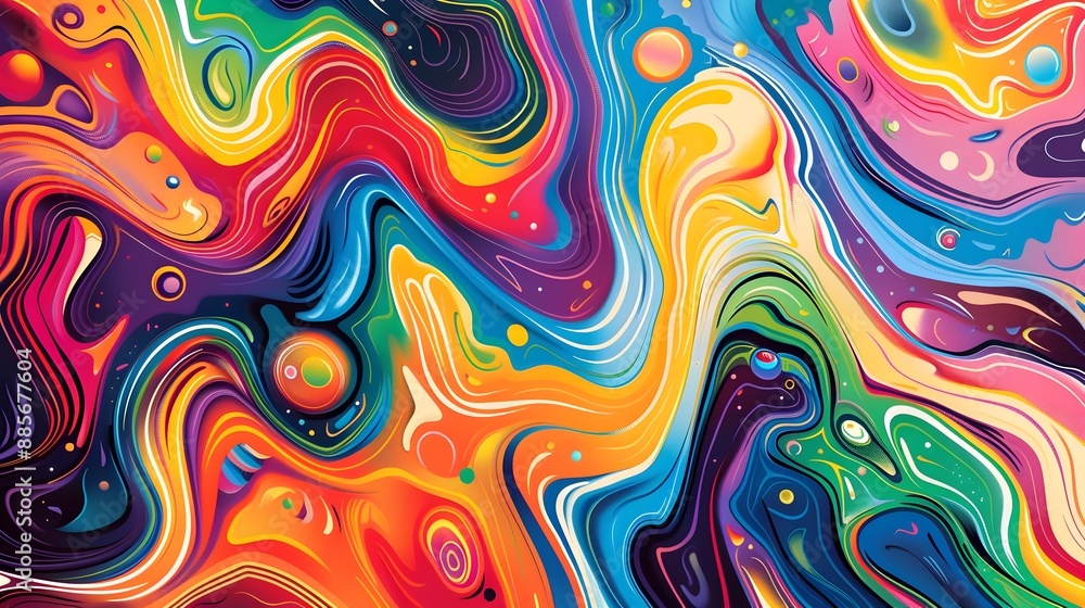 Obraz premium Vibrant Psychedelic Swirl Pattern for Shirt Design and Digital Artwork
