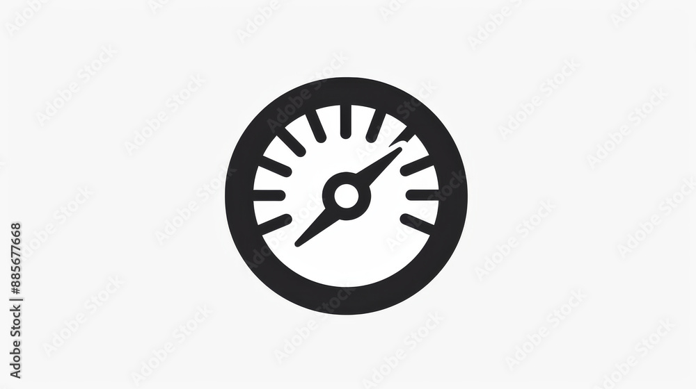 Icon that shows fast speed. It looks like a speedometer with a needle pointing to high speed. Black outline on a white background. Icon that shows fast speed. It looks like a speedometer with a needle pointing to high speed. Black outline on a white background.