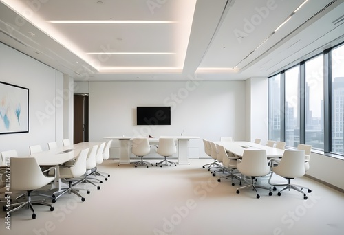 modern office conference room with chairs and table