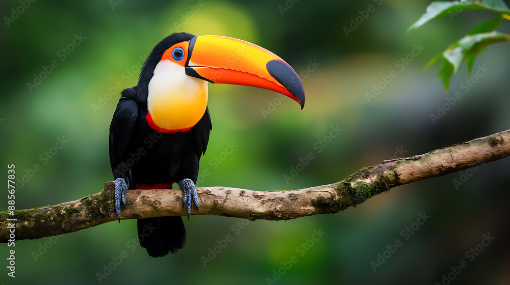 Fototapeta premium Toco toucan (Ramphastos toco) perched on branch