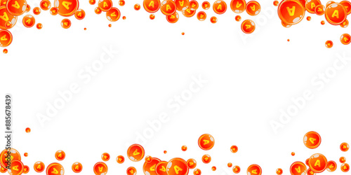 Vitamin A round capsules scattered randomly.