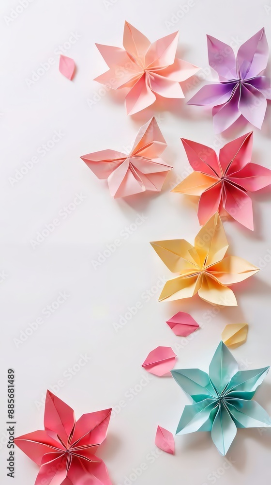 Group of Paper Flowers on Table Group of Paper Flowers on Table
