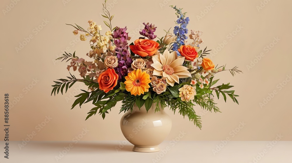 Vase Filled With Various Colored Flowers Vase Filled With Various Colored Flowers