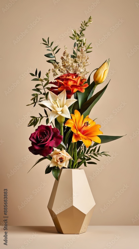 Vase Filled With Flowers on Table Vase Filled With Flowers on Table