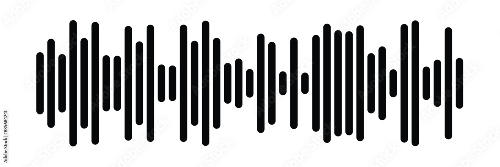 Radio Wave icon. Monochrome simple sound wave on white background. Vector sound wave icon. Music player sound bar. Record interface. Equalizer icon with soundwave line. vector illustration in eps 10. Radio Wave icon. Monochrome simple sound wave on white background. Vector sound wave icon. Music player sound bar. Record interface. Equalizer icon with soundwave line. vector illustration in eps 10.