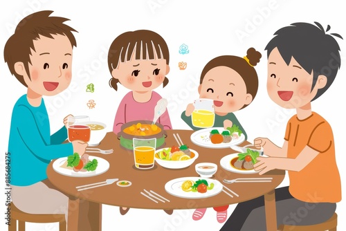 Family Enjoying a Warm Meal Together at Dinner Table - Comforting Food and Drinks for All Ages