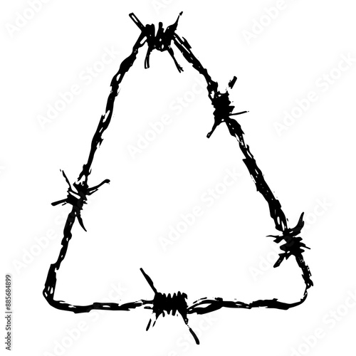 Triangular shape of barbed wire